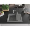 Mexen Enzo Évier en granit 1 bac avec égouttoir et robinet de cuisine Aster, gris - 6506-71-73450-07-B