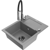 Mexen Enzo granite sink 1-bowl with drainer and Aster kitchen tap, grey - 6506-71-73450-07-B
