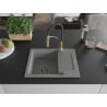 Mexen Enzo single-bowl granite sink with drainer and Aster kitchen tap, grey - 6506-71-73450-57-B