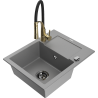 Mexen Enzo fregadero de granito de 1 compartimento con escurridor y grifo de cocina Aster, gris - 6506-71-73450-57-B
