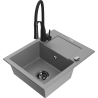 Mexen Enzo fregadero de granito de 1 seno con escurridor y grifo de cocina Aster, gris - 6506-71-73450-70-B