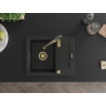 Mexen Enzo fregadero de granito de 1 cubeta con escurridor y grifo de cocina Aster, negro/plateado metálico