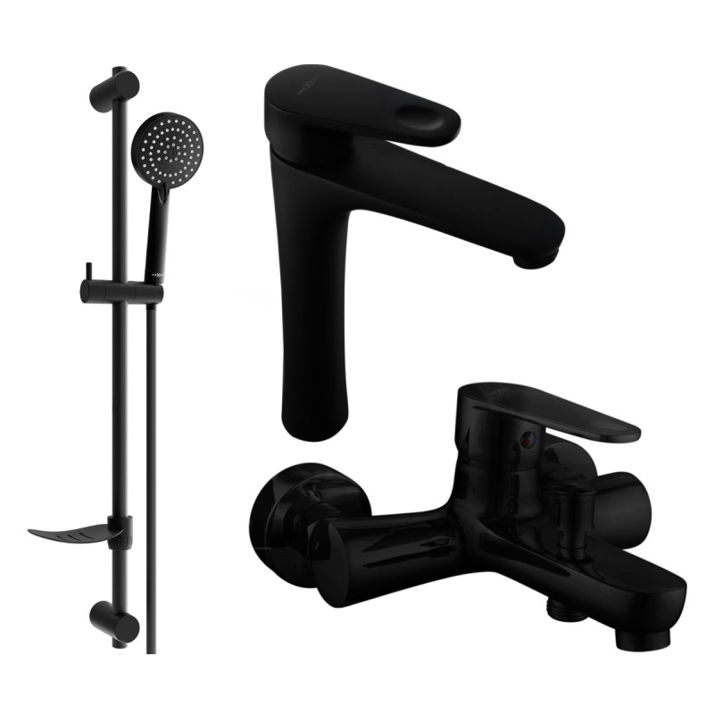 Mexen Kama DF75 bath set, black - 72513DF75-70