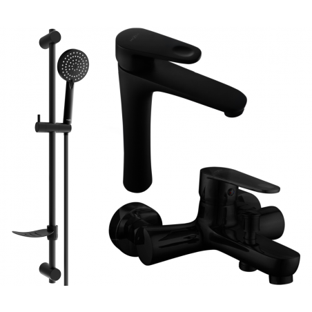Mexen Kama DF75 bath set, black - 72513DF75-70