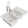 Mexen Gaspar fregadero de granito de 1,5 compartimentos con escurridor y grifo de cocina Aster, blanco - 6507-20-73450-02