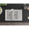 Mexen Gaspar Granite Kitchen Sink 1.5-Bowl with Drainer and Aster Tap, White - 6507-20-73450-02