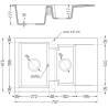 Mexen Gaspar granite sink 1.5-bowl with drainer and Aster kitchen tap, white - 6507-20-73450-07