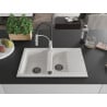 Mexen Gaspar Granitspüle 1,5-Becken mit Abtropffläche und Küchenarmatur Aster, weiß - 6507-20-73450-07-B