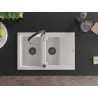 Mexen Gaspar Granitspüle 1,5-Becken mit Abtropffläche und Küchenarmatur Aster, weiß - 6507-20-73450-07-B