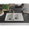 Mexen Gaspar granitische gootsteen 1,5-komorige met afdruiprek en keukenmengkraan Aster, wit - 6507-20-73450-57-B