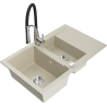 Mexen Gaspar Granitspüle 1,5-becken mit Abtropffläche und Küchenarmatur Aster, Beige - 6507-69-73450-07