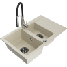 Mexen Gaspar Granitspüle 1,5-beckig mit Abtropffläche und Küchenarmatur Aster, beige - 6507-69-73450-07-B