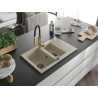 Mexen Gaspar 1,5-Kammer Granitspüle mit Abtropfbecken und Küchenarmatur Aster, beige - 6507-69-73450-57-B