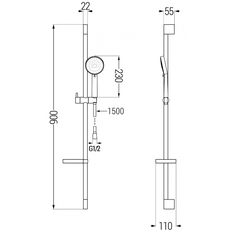 Mexen Kama DS75 badkarsset, krom - 72513DS75-00