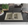 Mexen Gaspar granit sink 1.5-bowl with drainer and Aster kitchen faucet, beige - 6507-69-73450-70-B