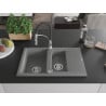 Mexen Gaspar Granitspüle 1,5-Becken mit Abtropffläche und Küchenarmatur Aster, grau - 6507-71-73450-07