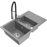 Mexen Gaspar fregadero de granito de 1,5 senos con escurridor y grifo de cocina Aster, gris - 6507-71-73450-07