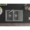 Mexen Gaspar Granitspüle 1,5-Becken mit Abtropffläche und Küchenarmatur Aster, grau - 6507-71-73450-07