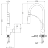Mexen Gaspar granite sink 1.5-bowl with drainer and Aster kitchen tap, grey - 6507-71-73450-07