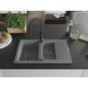 Mexen Gaspar granit gootsteen 1,5-komers met afdruiprek en keukenmengkraan Aster, grijs - 6507-71-73450-70-B