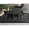 Mexen Gaspar évier en granit 1,5 bac avec égouttoir et robinet de cuisine Aster, noir/métallisé doré - 6507-75-73450-07-B