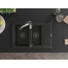 Mexen Gaspar granieten spoelbak 1,5-komerig met afdruiprek en keukenkraan Aster, zwart/gouden metallic - 6507-75-73450-07-B
