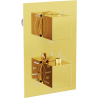 Mexen Cube thermostatic 2-outlet bath-shower mixer, gold - 77502-50
