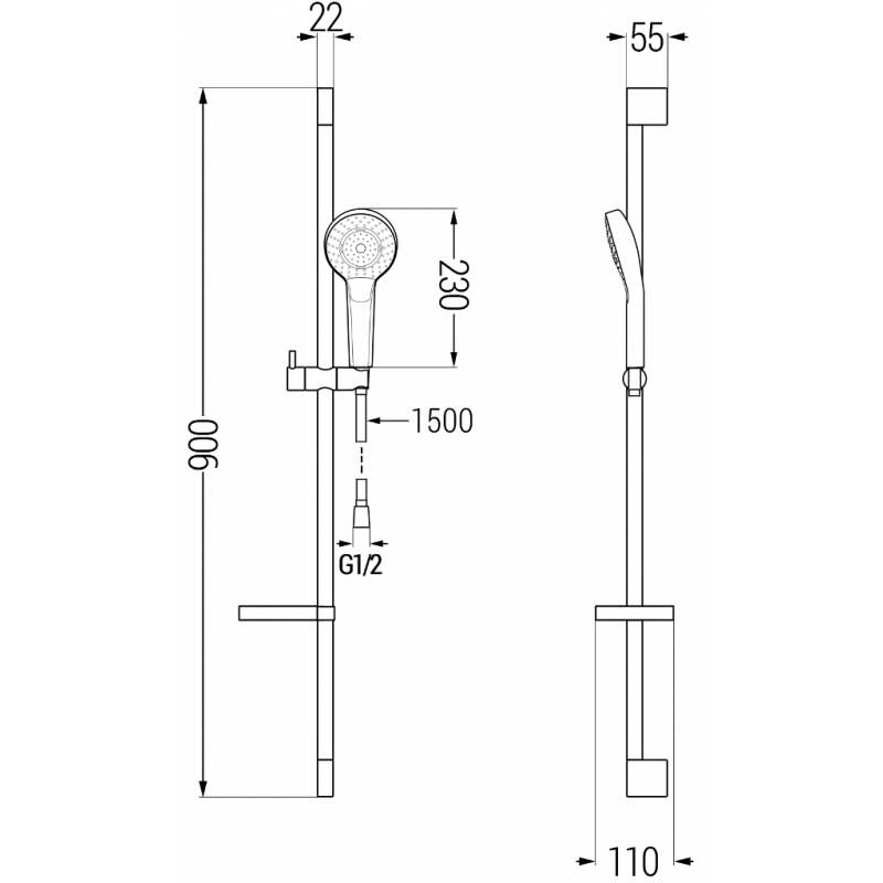 Mexen Kama DF05 conjunto de ducha, cromo - 72514DF05-00