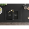 Mexen Gaspar Granitspüle 1,5-Becken mit Abtropffläche und Küchenarmatur Aster, schwarz - 6507-77-73450-57-B