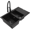 Mexen Gaspar fregadero de granito 1,5 senos con escurridor y grifo de cocina Aster, negro - 6507-77-73450-70-B