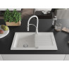 Mexen Pablo fregadero de granito de 1 seno con escurridor y grifo de cocina Aster, blanco - 6510-20-73450-02