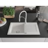 Mexen Pablo granite sink 1-bowl with drainer and Aster kitchen tap, white - 6510-20-73450-02