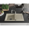 Mexen Pablo granitische spoelbak 1-compartiment met afdruiprek en keukenmengkraan Aster, beige - 6510-69-73450-07-B