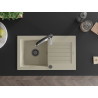 Mexen Pablo granieten spoelbak met 1 bak, afdruiprek en keukenkraan Aster, beige - 6510-69-73450-07-B