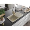 Mexen Pablo 1-bowl granite sink with drainer and kitchen faucet Aster, beige - 6510-69-73450-57-G