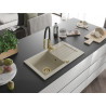 Mexen Pablo granit gootsteen 1-komor met afdruiprek en keukenmengkraan Aster, beige - 6510-69-73450-57-G