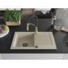 Mexen Pablo granitische spoelbak met 1 bak met afdruiprek en keukenmengkraan Aster, beige - 6510-69-73450-57-B