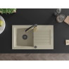 Mexen Pablo granitspüle einbeckig mit Abtropffläche und Küchenarmatur Aster, beige - 6510-69-73450-57-B