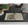 Mexen Pablo Granitspüle mit 1 Becken, Abtropffläche und Küchenarmatur Aster, beige - 6510-69-73450-70-B