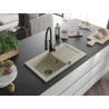 Mexen Pablo évier de cuisine en granit à 1 bac avec égouttoir et robinet Aster, beige - 6510-69-73450-70-B