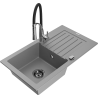 Mexen Pablo fregadero de granito de 1 seno con escurridor y grifo de cocina Aster, gris - 6510-71-73450-07-B