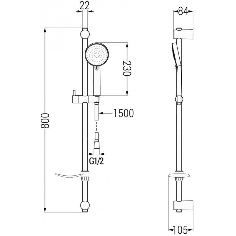 Mexen Kama DF75 doucheset, chroom - 72514DF75-00