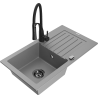 Mexen Pablo lava-loiça de granito com 1 cuba com escorredor e torneira de cozinha Aster, cinzento - 6510-71-73450-70-B