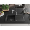 Mexen Pablo fregadero de granito de 1 seno con escurridor y grifo de cocina Aster, negro/metálico plateado - 6510-73-73450-07-B