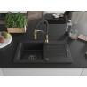 Mexen Pablo fregadero de granito 1 taza con escurridor y grifo de cocina Aster, negro/plata metálica - 6510-73-73450-57-B