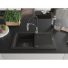 Mexen Pablo fregadero de granito de 1 seno con escurridor y grifo de cocina Aster, negro/dorado metálico - 6510-75-73450-07-B