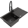 Mexen Pablo lavello in granito a 1 vasca con sgocciolatoio e rubinetto da cucina Aster, nero/oro metallizzato