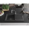 Mexen Pablo fregadero de granito de una cubeta con escurridor y grifo de cocina Aster, negro moteado - 6510-76-73450-07-B