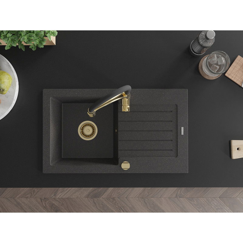 Mexen Pablo granitëge Goarembecken mat 1 Kummer mat Drëpsen an Kichekrunn Aster, schwaarz gesprenkelt - 6510-76-73450-57-G