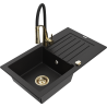 Mexen Pablo fregadero de granito de 1 seno con escurridor y grifo de cocina Aster, negro - 6510-77-73450-57-G